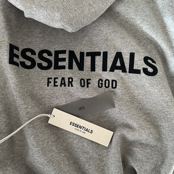 Fear of God Essentials  FOG Essentials Flocked Hoodie Dark Oatmeal - Picture 14 of 15
